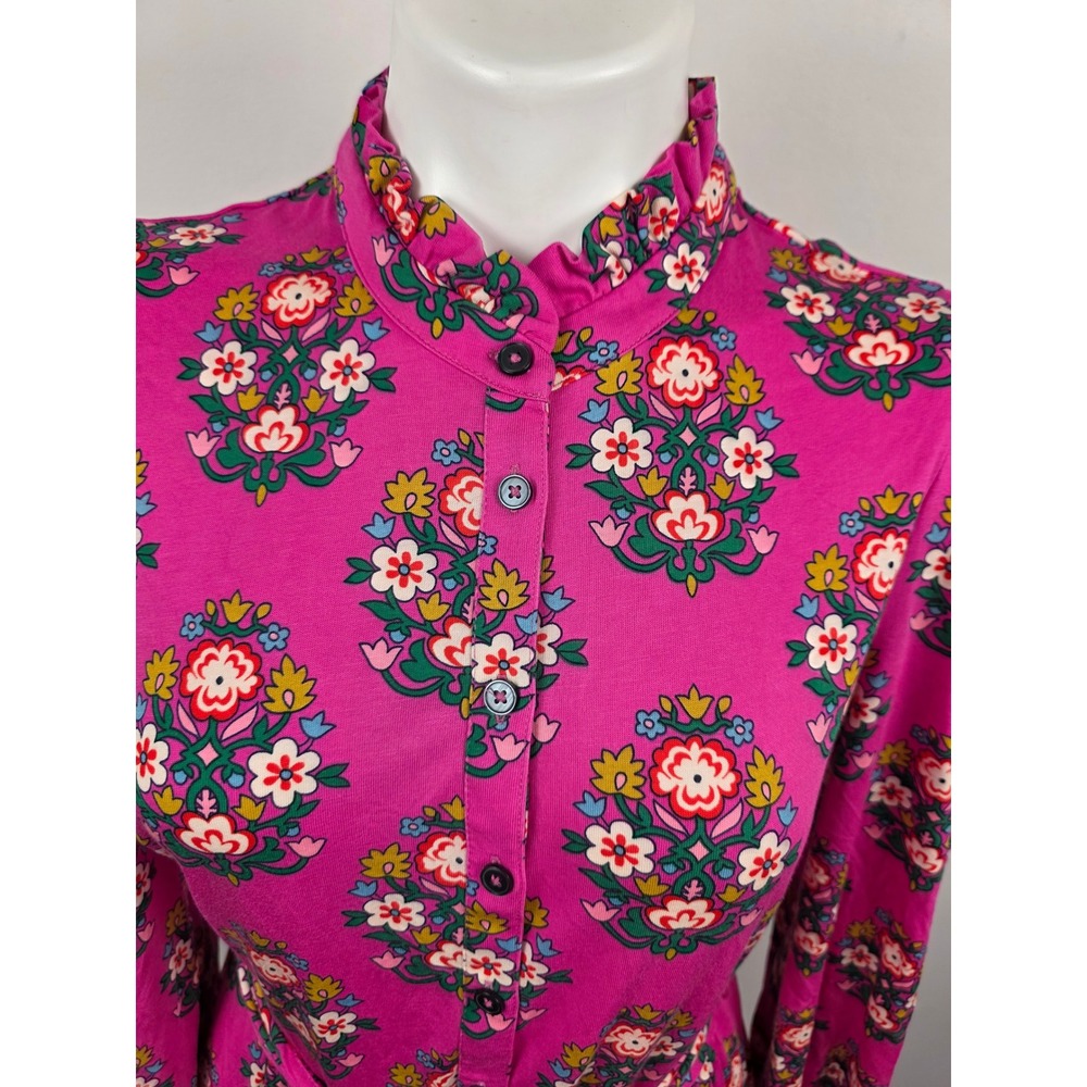 Boden Willow Tiered Jersey Dress Pink Floral Maxi Long Sleeve Modest 8R D1230 - Picture 6 of 10